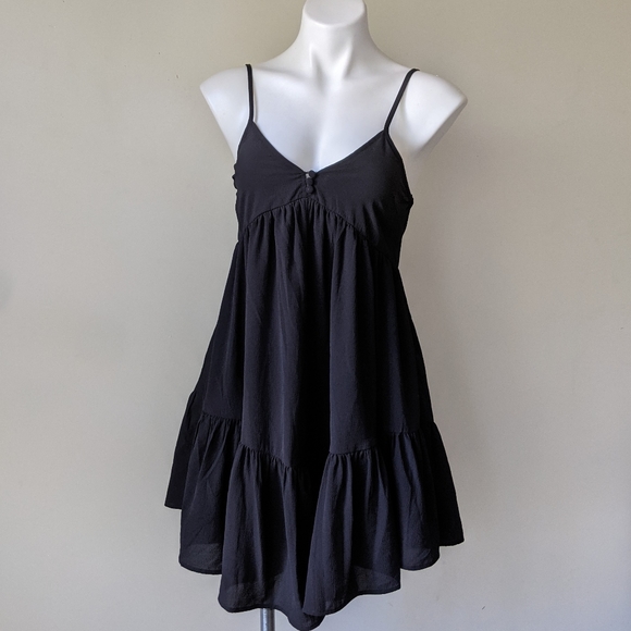 NWT Urban Outfitters Agatha Ruffled Babydoll Dress Black XS - Picture 4 of 9